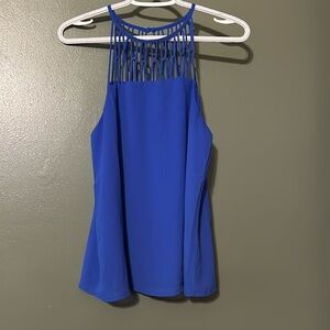 Electric blue halter tank top blouse